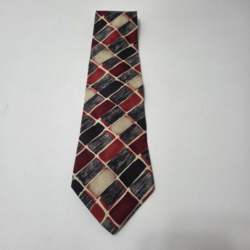 Boss Hugo Boss Silk Red & Navy Blue Striped Mens Neck Tie Designer